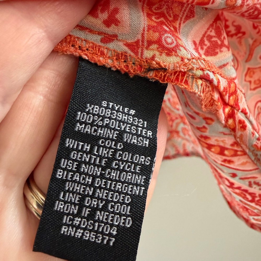 Sanctuary Bobo Mosaic Paisley Print Peasant Blouse Coral Pink‎ FestivalTop M - Picture 4 of 5